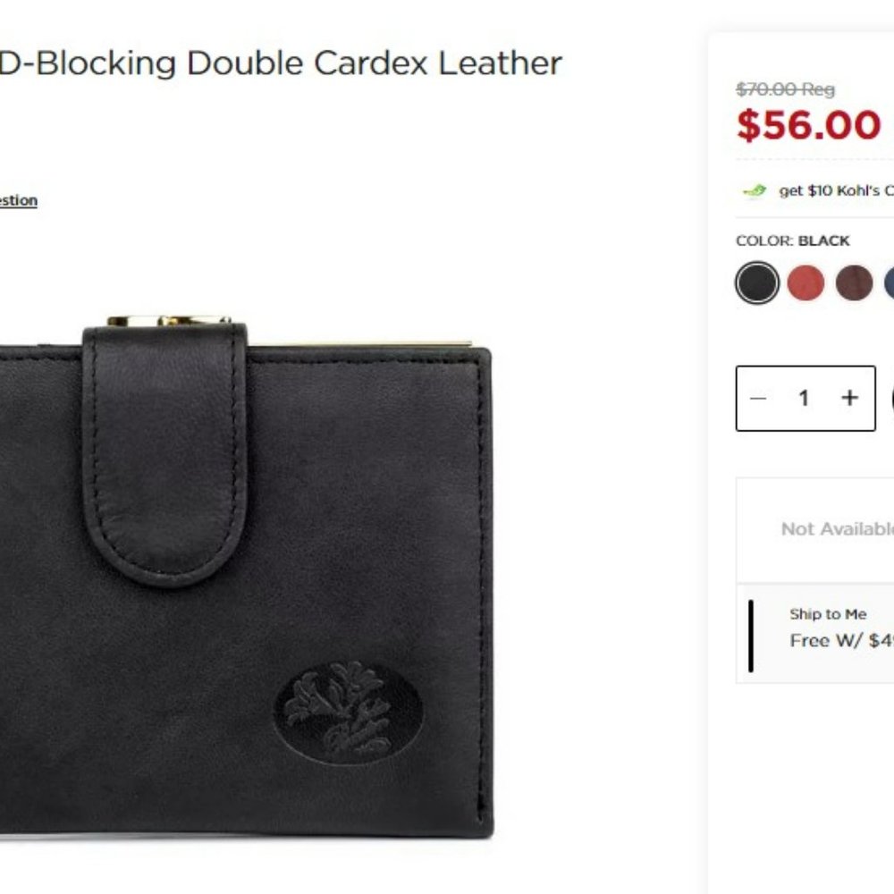 $70 NWOT Buxton Black Leather Wallet